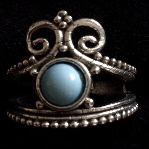 Silver Turquoise Statement Ring Size 5
